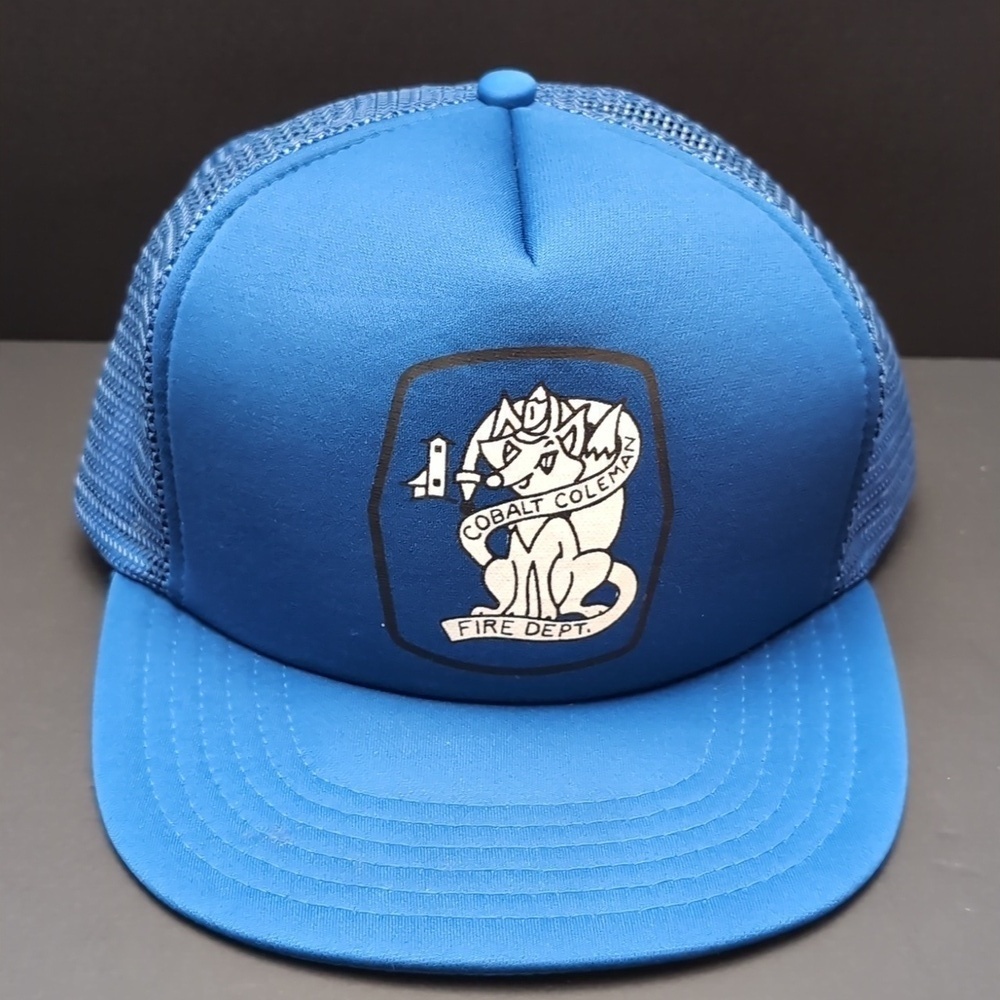 Vintage Kayjet Cobalt Coleman Fire Department Blue Snapback Truckers Hat